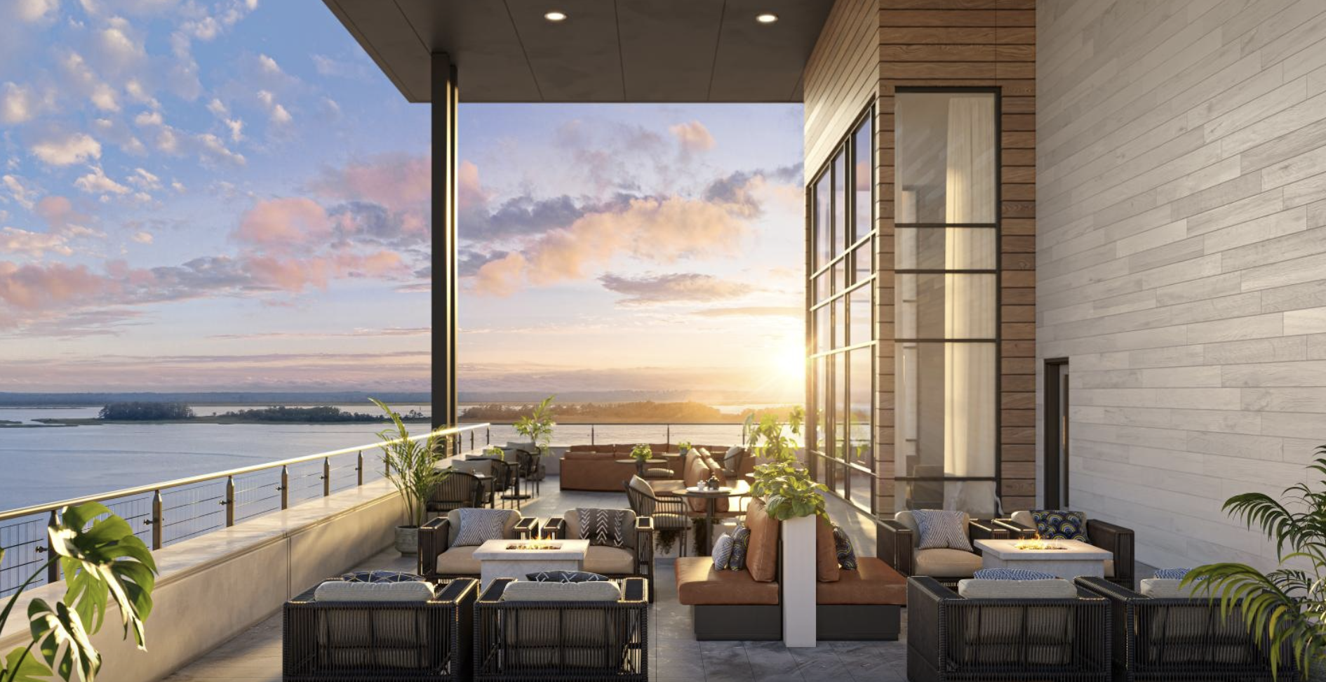 Proximity at Watermark — rooftop terrace overlooking the water at sunset